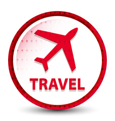 Obraz premium Travel (plane icon) misty frozen red round button