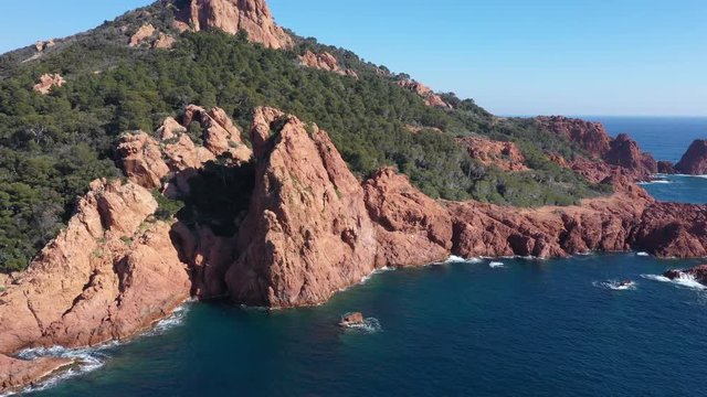 Aerial view of cap Esterel on French Riviera, between Cannes and Saint Raphael,