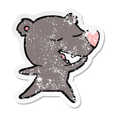 distressed sticker of a cartoon bear