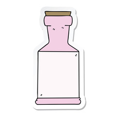 sticker of a quirky hand drawn cartoon potion bottle