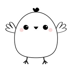 Obraz premium Chicken bird head face line icon. Cute cartoon kawaii funny baby character. Happy Easter. Doodle linear sketch. Black contour silhouette. Flat design. Greeting card. White background.