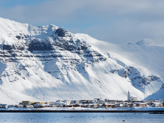 Grundarfjordur village, Iceland in winter