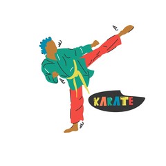 Handdrawn vector illustration of a karate girl. Athlete-sketch design.