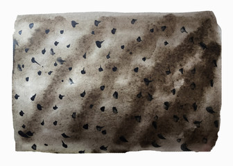 watercolor abstract background of gray color with black dots for design.
