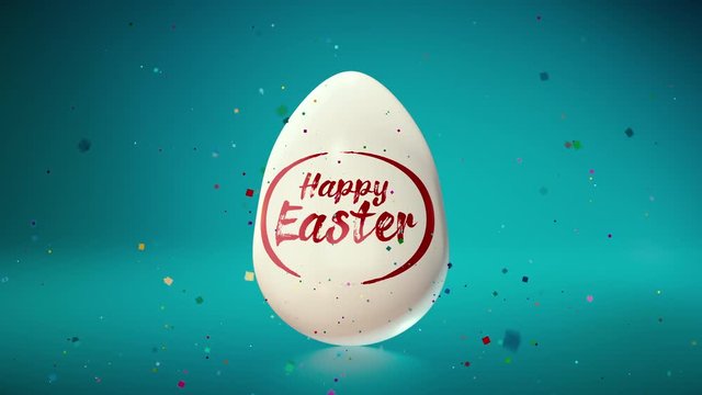 Happy Easter Holiday with Painted Egg on Colorful Background. International Spring Celebration 3d render