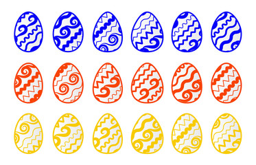 Eggs icons set for happy Easter greeting card design