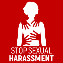Stop Sexual Harassment Banner. Gender equality Label and Logo. Logo Vector Illustration