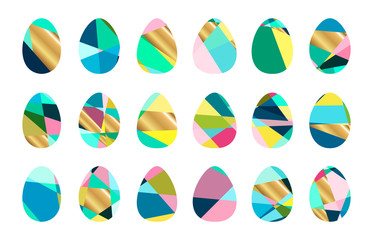 Eggs icons set for happy Easter greeting card design