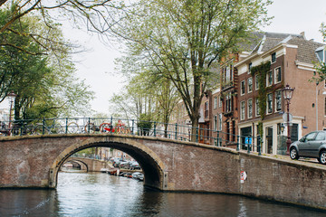 Amsterdam, Netherlands September 5, 2017 : Bridge over canal in Amsterdam
