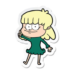 sticker of a cartoon smiling woman
