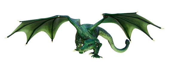 3D Rendering Fairy Tale Dragon on White