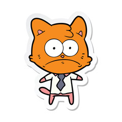 Obraz na płótnie Canvas sticker of a cartoon nervous business cat