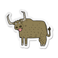 sticker of a cartoon hairy cow