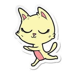 sticker of a calm cartoon cat