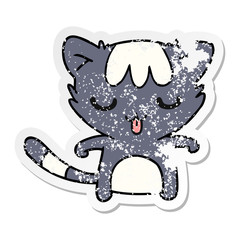 distressed sticker cartoon of a kawaii cute racoon