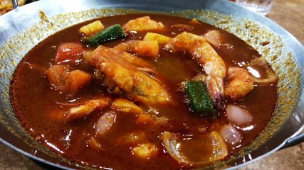 Assam sour spicy prawns