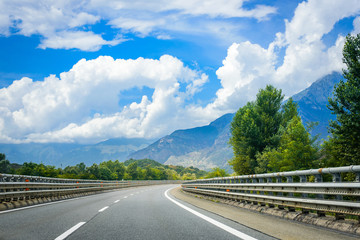 Amazing landscape with view on the European highway in the beautiful Alpine mountains