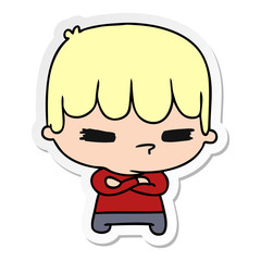 sticker cartoon of a kawaii cute cross boy