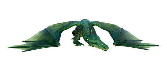 3D Rendering Fairy Tale Dragon on White