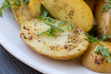  potatoes with herbs sprinkled with green parsley