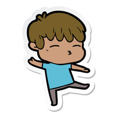 sticker of a cartoon curious boy