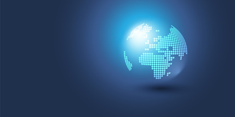 Spotted Earth Globe Design - Global Business, Technology, Globalisation Concept, Vector Design Template 