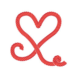 Vector Rope Heart Icon or Love Symbol Frame Isolated