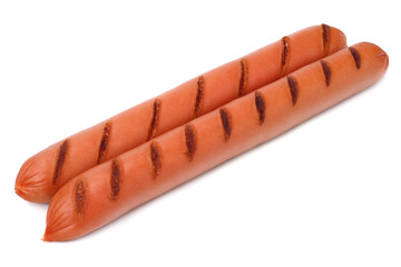 grilled sausages isolated on a white background