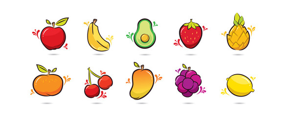 Cartoon happy fresh fruits