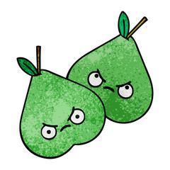 retro grunge texture cartoon green pear