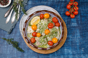 Baked sea fish fillet