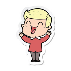 Obraz premium sticker of a cartoon man laughing