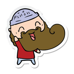 sticker of a happy man with beard and winter hat