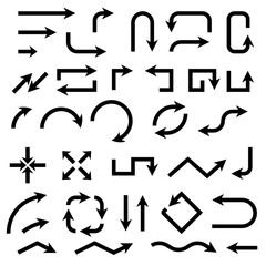 Black bold arrows. Set of symbols