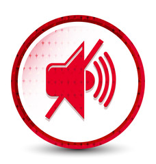 Mute volume icon misty frozen red round button