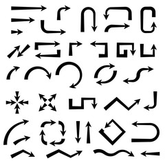 Black bold arrows. Set of symbols