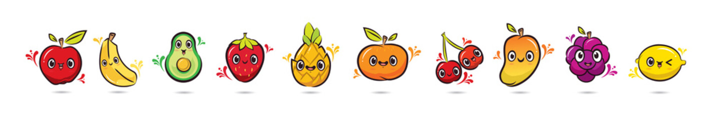 Cute face cartoon Fruits characters