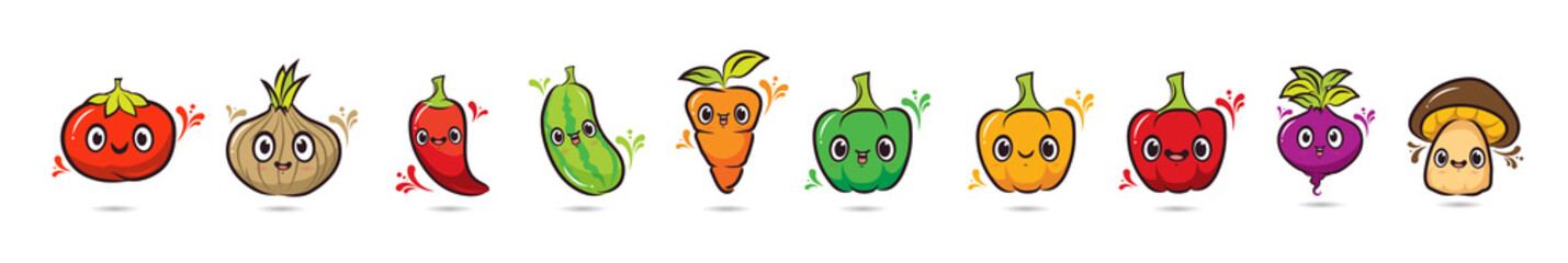 Cute face cartoon vegetables characters