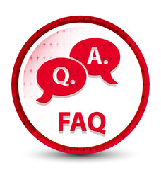 Faq (question answer bubble icon) misty frozen red round button
