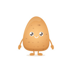 vector funny cartoon cute smiling tiny potato isolated on white background. vegetable funky character