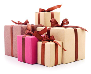 Gift boxes, gifts on a white background isolated.
