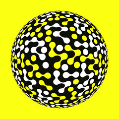 graphic connected dots sphere in pop yellow black shades
