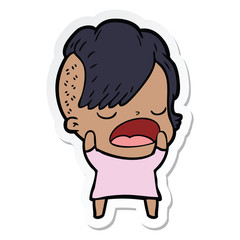 Obraz premium sticker of a cartoon cool hipster girl talking