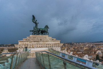 View point on Rome from Altar of the Fatherland, Altare della Patria, known as the national...