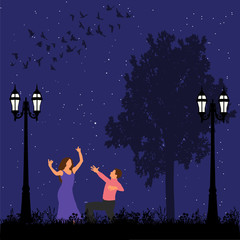 vector, isolated, flat style people dancing in the park