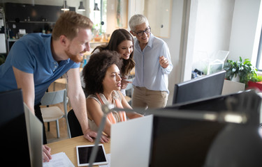 Successful group of business people at work in office