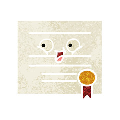 retro illustration style cartoon graduation diploma