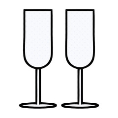 comic book style cartoon champagne flutes