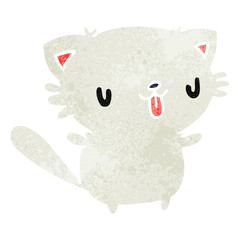 retro cartoon of cute kawaii cat