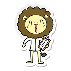 sticker of a happy cartoon lion